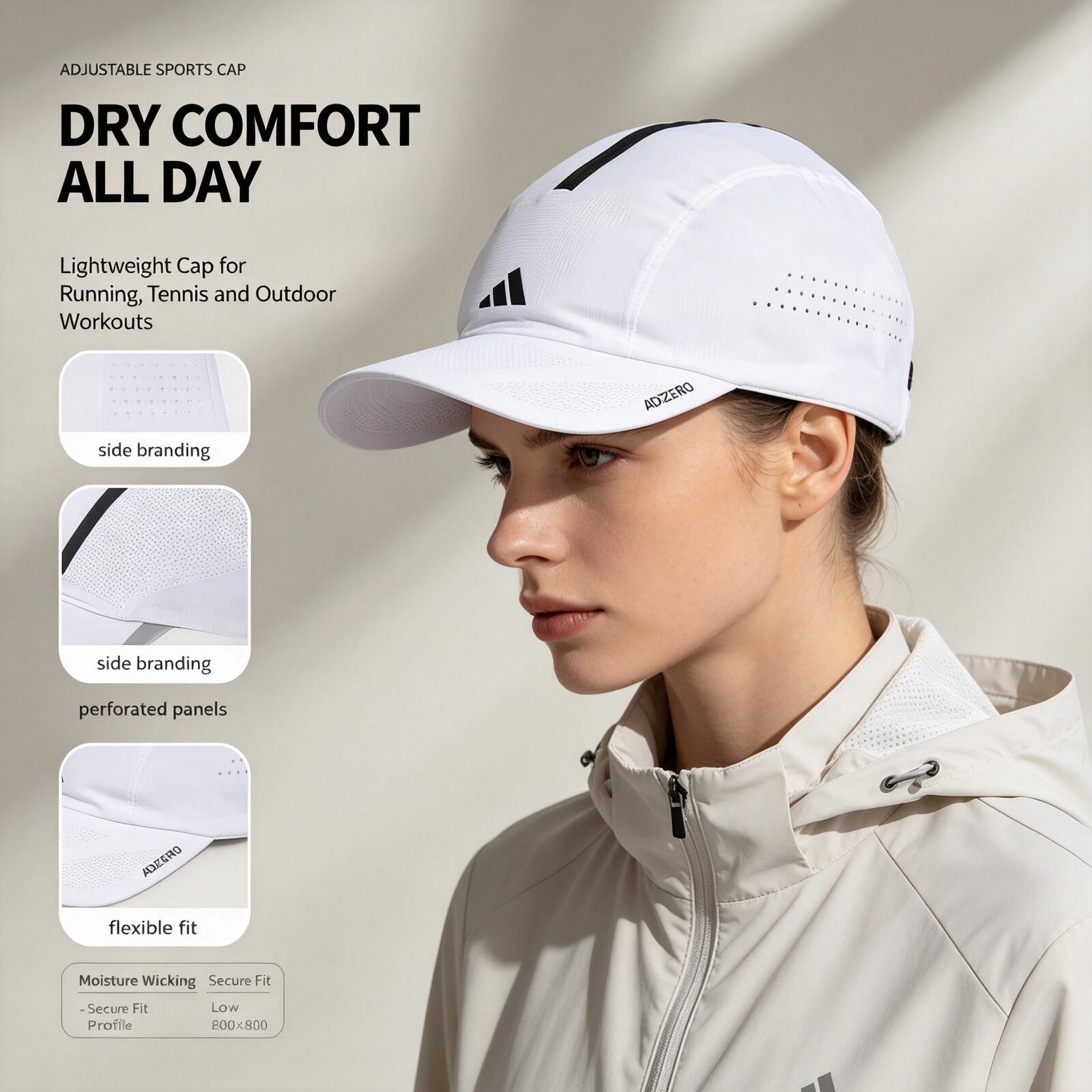 Running Cap Lightweight - Cappellino da Corsa Bianco Adidas, Leggero
